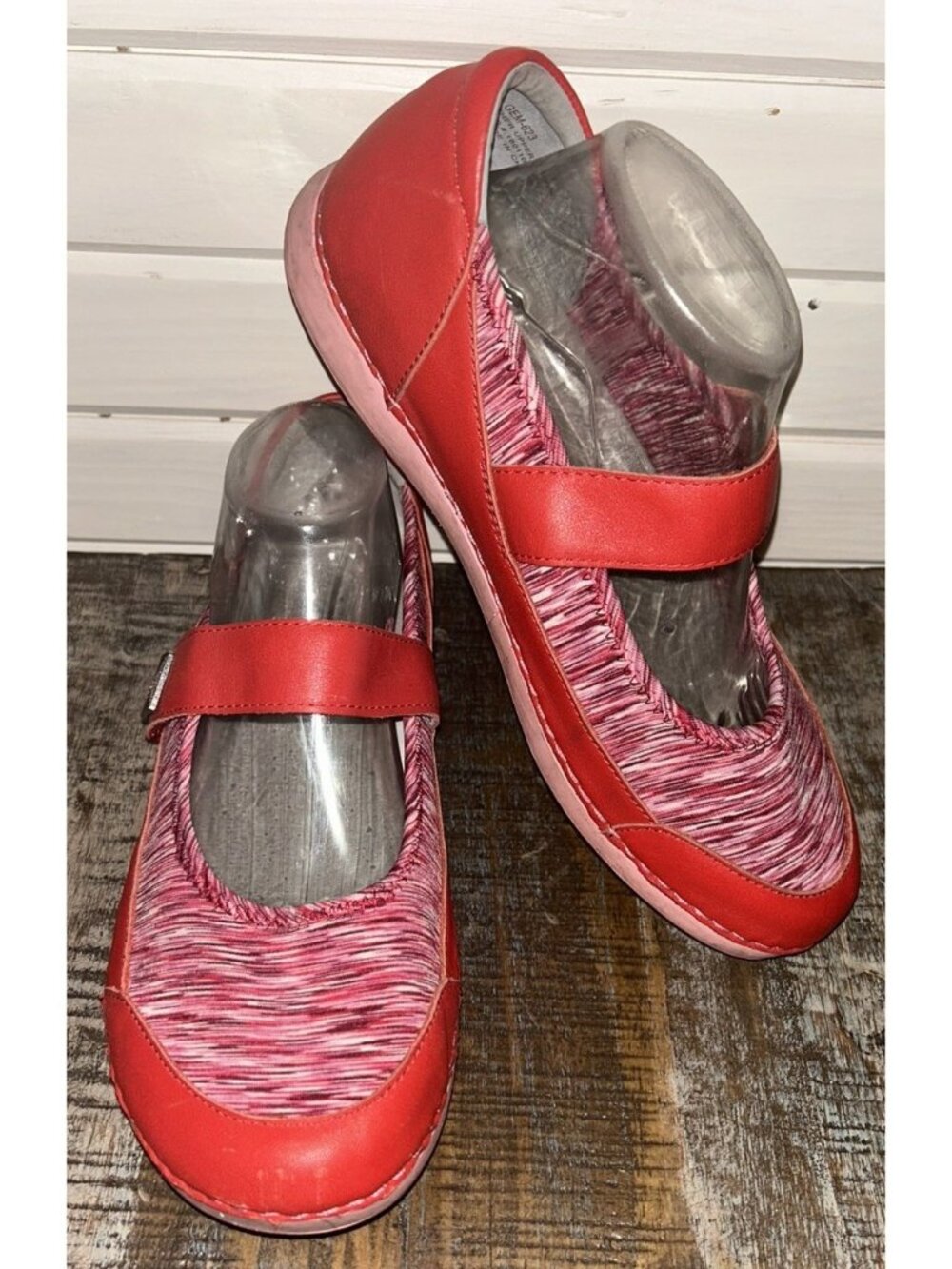 Alegria Sz EU 41 US 10.5 - 11 Womens Gem Mary Janes Loafers Red Leather Fabric